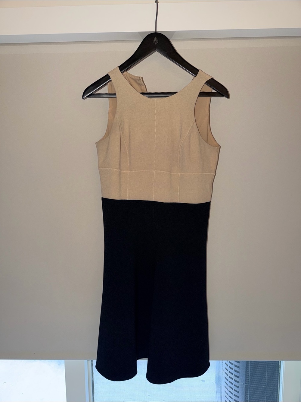 Ann Taylor Beige and Black Colorblock Sheath Dress